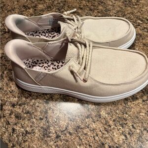 Bob’s Skechers slip ins Women's khaki Canvas Lace-Up Slip-On Shoes size 9.5